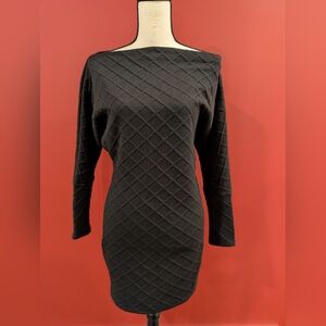 Blue Blush Black Textured Long Sleeve Dress